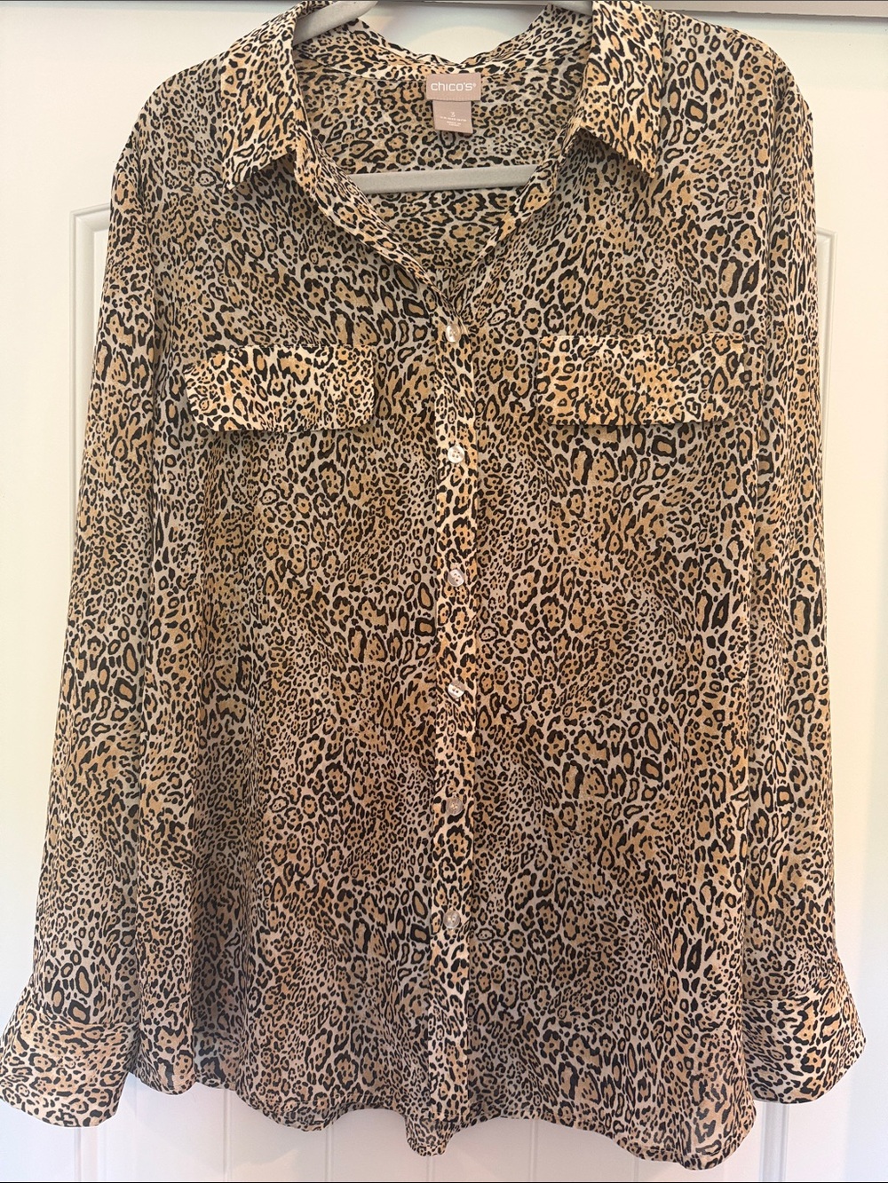 Chico's Animal Print Top in Tan and Black